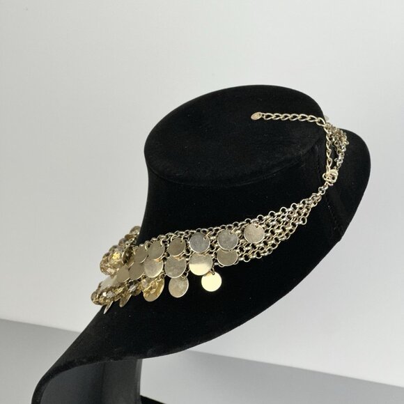 Charming Charlie Statement Necklace Bib Goldtone - Picture 8 of 16